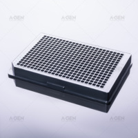 Microplate carrée noire à 384 puits, de type moyen, à haute capacité de liaison, stérile ou non stérile, avec ou sans couvercle, pour ELISA en laboratoire