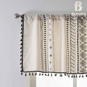 Rideaux courts en <span class=keywords><strong>toile</strong></span> imprimée de style américain Bubaba - Semi-occultants Translucides Poche à tringle Compatible avec les baies vitrées Utilisation en cuisine - Product Image 3