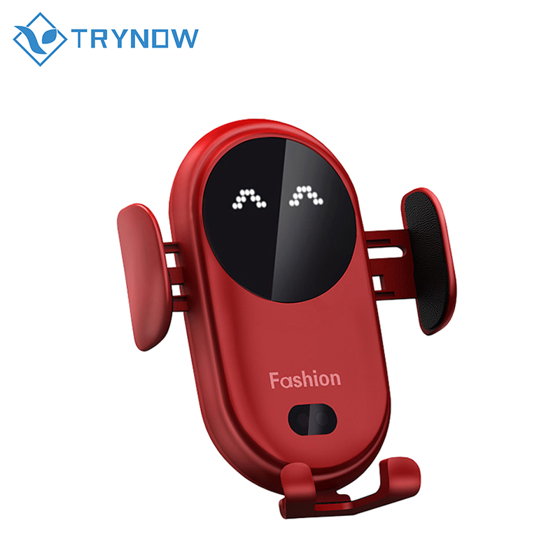 A mazon хит продаж Автомобильный держатель с датчиком 15 Вт Быстрое беспроводное зарядное устройство автомобильное крепление Беспроводное зарядное устройство