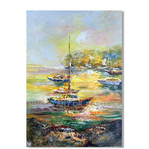 Dipinto <span class=keywords><strong>a</strong></span> mano di alta qualità astratto alba paesaggio marino pittura <span class=keywords><strong>a</strong></span> olio spessa su tela coltello <span class=keywords><strong>vela</strong></span> paesaggio Pop barca pittura <span class=keywords><strong>a</strong></span> olio - Product Image 1