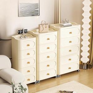 Armoire portable à 4 niveaux de grande capacité de 45 <span class=keywords><strong>cm</strong></span> de large, rangement de vêtements, tiroirs en plastique blanc durables avec roulettes pour la chambre à coucher - Product Image 5