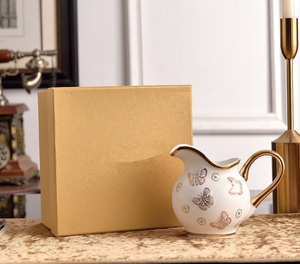 Luxury European Style Pink Butterfly Relief Eco-Friendly Bone China <b>Tea</b> <b>Set</b> for Parties - Product Image 4