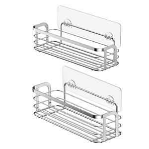 Shower Caddy Bathroom Organizer 2 Pack Shower Shelf Bathroom Kitchen Storage Organizer Reusable Adhesive Wall Shower Caddy Basket