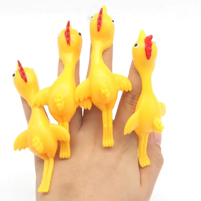 Funny Flying Turkey Chicken Toys Small Size Rubber Chicken Stretchy Flying Turkey Finger Birds Toy