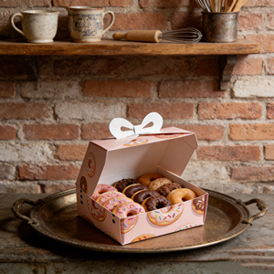 Groothandel grote witte kartonnen donutdoos met matte laminatie voor cadeauverpakkingen - Product Image 5
