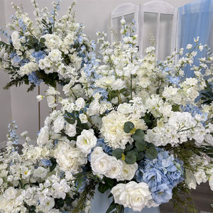 Fleurs artificielles en soie DKB, roses roses faites à la main, boule de fleurs blanches, décoration de centre de table de mariage - Product Image 5