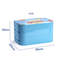 Grande boîte de conserve carrée empilable sur deux étages personnalisée, rectangulaire, étanche à l'air, pour biscuits et gâteaux, boîte d'emballage en fer blanc