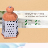 Râpe à légumes manuelle à 6 faces en acier inoxydable avec manche imitation bois, lavable au lave-vaisselle, écologique, vente en gros