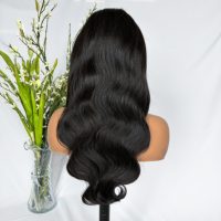 Wig Lace Closure 5x5 Grosir, Rambut Campuran Sintetis dan Rambut Manusia, Wig Rambut Manusia Body Wave # 2 Warna untuk Wanita Kulit Hitam