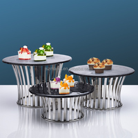 Support à gâteaux multifonctionnel en acier inoxydable créatif, plateau à fruits, présentoir à desserts, base antidérapante pour buffet, hôtel, boulangerie