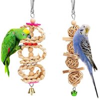 Ensemble de jouets pour oiseaux, jouet à mâcher pour perroquet, couleur naturelle, combo anti-ennui T009