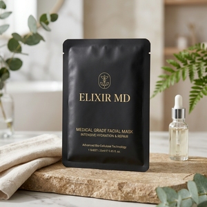 Bolsa Plana Cosmética Laminada con Papel <span class=keywords><strong>de</strong></span> Aluminio, Impresa a Medida, Mate, con Sellado <span class=keywords><strong>de</strong></span> Tres Lados, para Mascarillas Faciales, Envase <span class=keywords><strong>de</strong></span> Un Solo Uso - Product Image 1