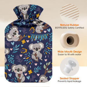 <span class=keywords><strong>Bouillotte</strong></span> en caoutchouc réutilisable avec housse en polaire, 1000 ml / 2000 ml, modèle mignon, très vendue - Product Image 3