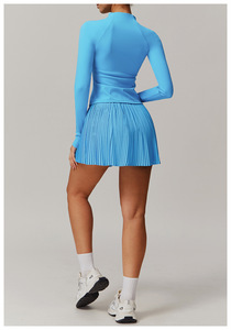 Ensemble de tenue de sport d'été pour femme : jupe-short de tennis, soutien-gorge de sport, veste, short intégré, poches, taille haute, respirant, pour yoga et fitness - Product Image 3