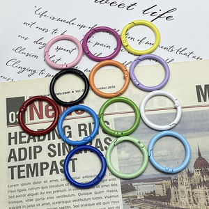 Colorful Zinc Alloy Metal Key <b>Rings</b> Round Spring <b>Clip</b> Carabiner Keychain Fashion Lightweight Diy Accessories For Keys And Bags - Product Image 3