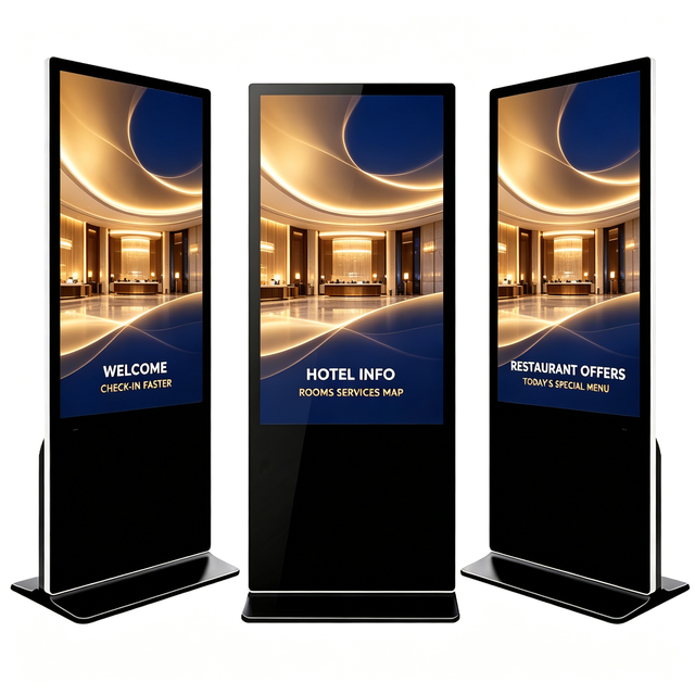 Digital Signage Advertising Video Player Indoor Floor Stand IP65 Rated Touch Screen Interactive LCD Kiosk Elevator Use