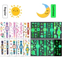 Tatouages temporaires lumineux pour montre-bracelet, autocollants imperméables qui brillent dans le noir, motifs cheval, élan, animaux, pour fête d'anniversaire