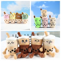 Porte-clés en peluche doux et multicolore, motif dessin animé, avec rembourrage en coton PP, cadeau adorable pour les fans de thé au lait Boba