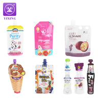 Yixing – emballage personnalisé avec bec verseur à fond plat pour lait imprimé, sac d'emballage de jus