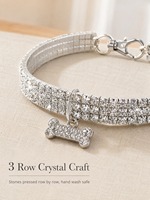 Collier de luxe pour chien en cristal scintillant, collier pour animaux de compagnie avec strass et breloque en forme d'os, anneau élastique pour petits chiens et chats, cadeau