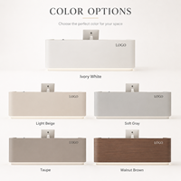 Comptoir de réception moderne en bois avec éclairage LED crème, taille personnalisée, comptoir d'accueil minimaliste pour bureau, salon, hôtel