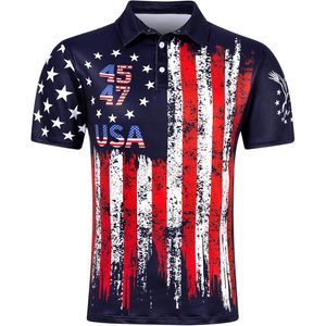 Camiseta Polo Personalizada con Bandera Americana para Hombre, Manga Corta, Secado Rápido, Camiseta Patriótica de Golf para el 4 de Julio, Día de la Independencia - Product Image 1