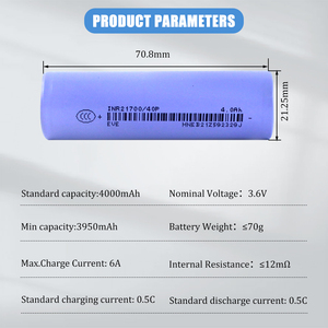 21700 סוללת ליתיום נטענת 40p <span class=keywords><strong>3.6v</strong></span> 3.7v 4000mah נטענת קצב תא ליתיום-יון - Product Image 4