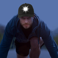 Casquette LED personnalisable transfrontalière rechargeable par USB, design unisexe, éclairage extérieur pour la randonnée, casquette 6 panneaux en polyester/coton