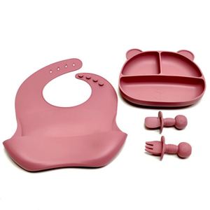 ชุดภาชนะใส่อาหารสำหรับเด็ก ผ้ากันเปื้อนซิลิโคน ช้อนนุ่ม สามช่อง - Product Image 1