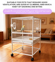 Cage à oiseaux empilable moderne en verre et métal pour l'élevage - Cage à perroquets robuste de grande taille avec plateaux amovibles pour canaris et agapornis