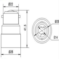 Convertisseur de douille d'ampoule à LED B22 vers E14 Adaptateur de base d'ampoule de lampe Convertisseur ignifuge B22 vers E14 Support de lampe