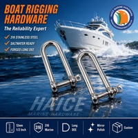 Manille longue forgée en acier inoxydable 316 pour usage maritime, 12 mm (1/2 pouce) avec goupille à vis, accessoires de gréement pour bateaux, yachts et navires