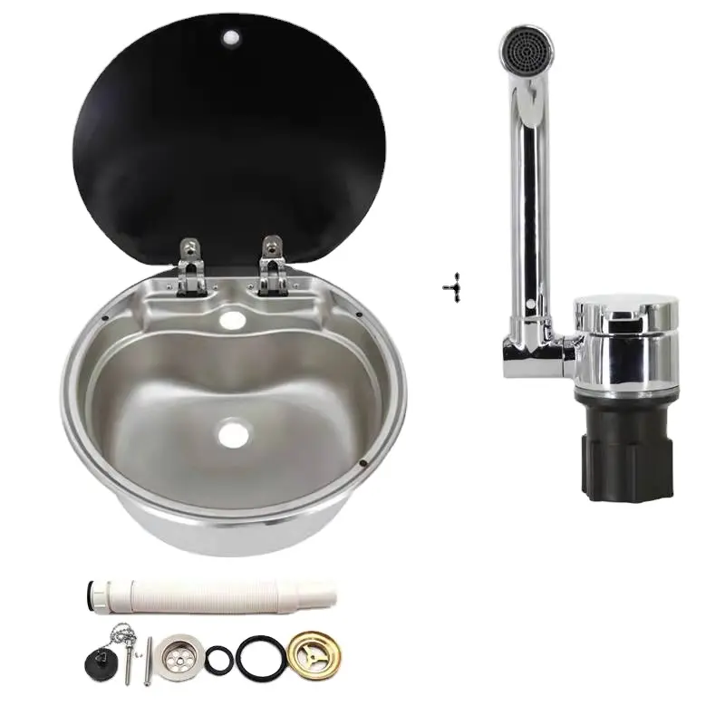 Motorhome stainless steel sink wash basin round single bowl