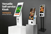 Système de point de vente tactile pour supermarché avec imprimante et lecteur de codes-barres, kiosque de paiement