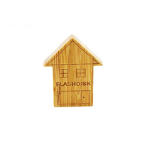 USB 2.0 16GB Bentuk Rumah Kayu dengan Logo Custom, Hadiah Baru untuk Promosi Bisnis