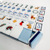 Set Mahjong Akrilik Premium dengan Cetakan Rusa & Pohon Pinus untuk Festival Musim Dingin