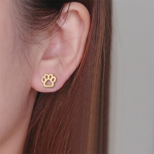 Boucles <span class=keywords><strong>d</strong></span>'oreilles tendance en acier inoxydable pour <span class=keywords><strong>femme</strong></span>, motif pattes de chien, bijoux fantaisie - Product Image 5