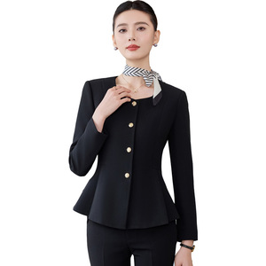 Women's Professional Suit <b>Set</b> Long Sleeve Polyester Anti-Wrinkle Workwear For Office Beauty Salon Hotel Front <b>Desk</b> - Product Image 5
