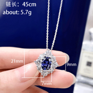 Collana con Ciondolo Floreale Blu per Donne, Stile Geometrico, Accessorio da Collo per Uso Quotidiano, Gioiello di Moda - Product Image 4