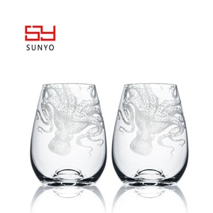 <span class=keywords><strong>Verre</strong></span> à vin blanc sans pied personnalisé fait main en cristal sans plomb de haute qualité, ultra fin, givré, avec impression intégrale du logo - Product Image 1