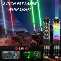 Antenne laser RGBW Sky Tracer 40W de 22 pouces, modèle Fat Antenna Billet 6061, avec commande par application, synchronisation musicale, pour véhicules tout-terrain, buggy et pick-up