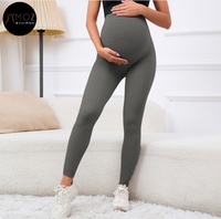 Leggings de maternité taille haute unis - Soutien précoce de la grossesse - Tissu doux comme du beurre - Vêtements de yoga décontractés - Sans couture - Quatre directions