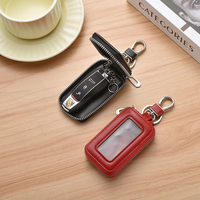 Porte-clés de voiture universel avec fermeture éclair, pochette rectangulaire avec fenêtre visible, en cuir PU, sac de rangement pour clés de voiture, porte-clés de voiture personnalisé