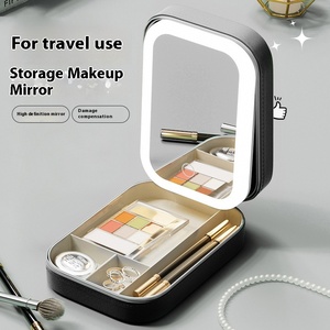 Miroir de Bureau Moderne à 3 Couleurs de Lumière Réglables, Style Célébrité Internet, Portable et Pliable, Boîte à Maquillage et à Bijoux - Product Image 3