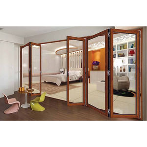 Sin marco acordeón <span class=keywords><strong>terraza</strong></span> corredera de aluminio puertas de vidrio cortina plegable puertas interiores de pared de partición de <span class=keywords><strong>puerta</strong></span> de vidrio de aluminio - Product Image 6