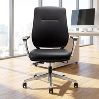 Chaise de bureau pivotante de direction en cuir PU avec support lombaire et hauteur réglable