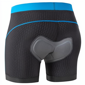 Cuissard de cyclisme pour homme noir et bleu avec rembourrage en gel 5D, doublure VTT et attaches antidérapantes aux jambes - Product Image 1