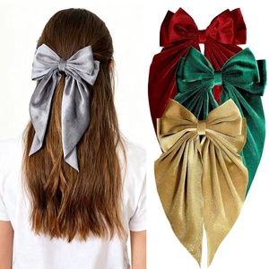 Jepit Rambut Pita Besar 11 Inci, Jepit Rambut Pita Beludru Ekor Panjang, Jepit Rambut Cantik Elegan, Aksesoris Rambut Modis untuk Wanita - Product Image 1
