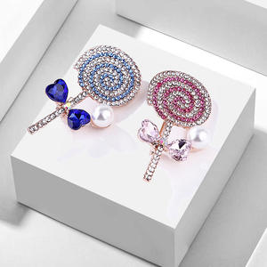 Broches con Forma de Piruleta de Cristal de Aleación Noble, Chapado en Oro, Diseño Personalizado, Regalos para Compromiso, Boda, Fiesta, Unisex - Product Image 1