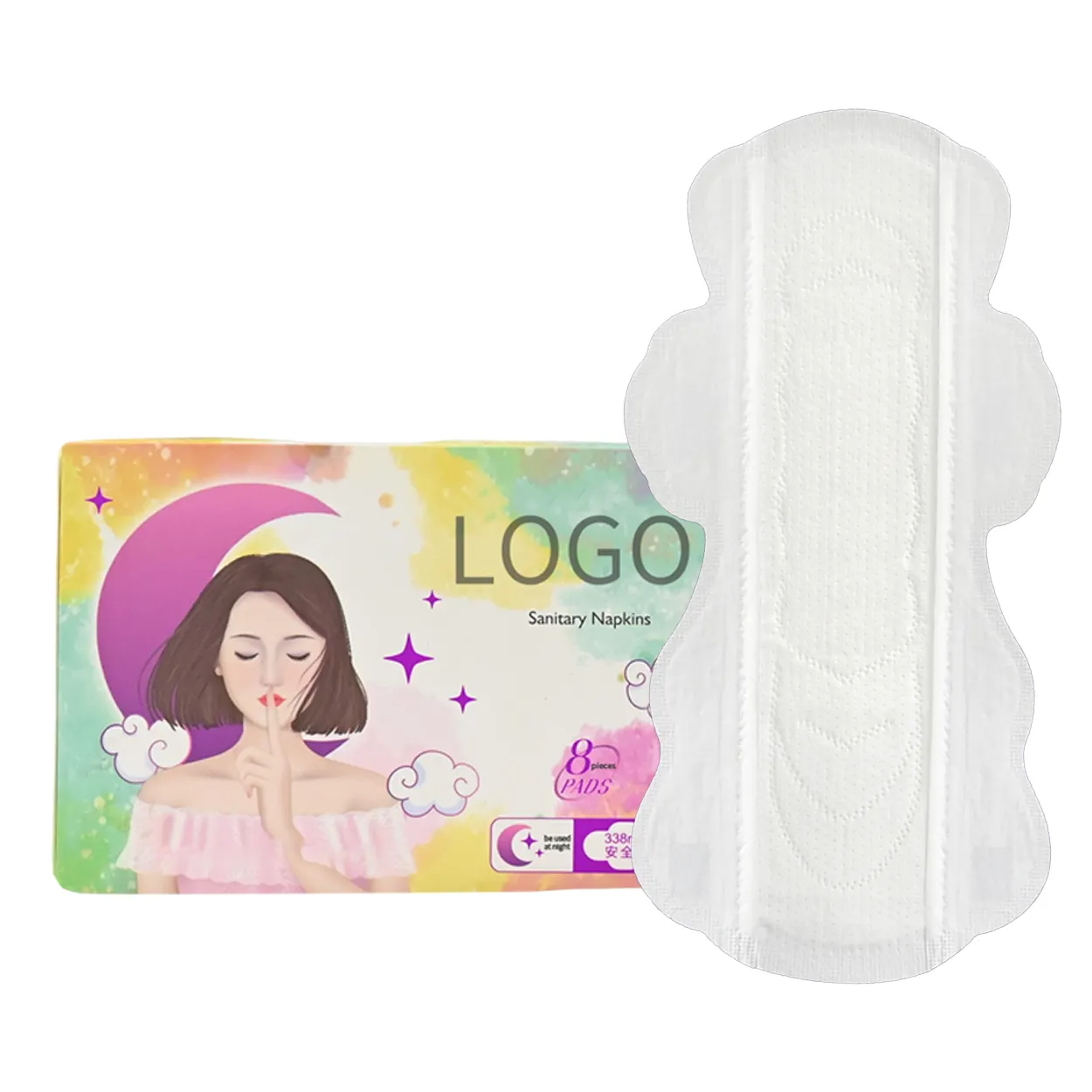 absorventes higiênicos femininos de marca própria personalizados de fábrica absorventes higiênicos de algodão respiráveis para mulheres durante o período menstrual